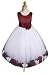 New Burgundy/white Flower Girl Pageant Holiday Dre...