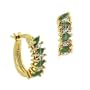 18K Gold over Sterling Silver Emerald & Diamond Accent Marquise Cut Hoop Earrings