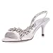 Satin Upper Mid Heel Strappy Sandals Wedding Bridal Shoes,Ivory,Size 6.5 US