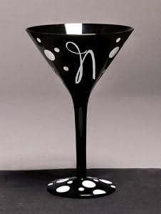 Personalitini - Monogram Black Polka Dot Martini Glass - N