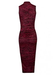 Turtleneck Elastane/Polyester Bodycon Dress/Party Dress/Midi Dress 