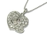 Designer Style Double Heart Silver Crystal Necklace