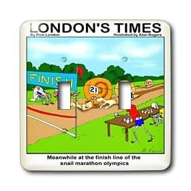 Londons Times Funny Bugs and Slugs Cartoons - Snail Marathon - Light Switch Covers - double toggle switch