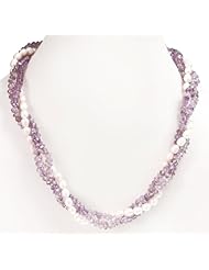 Remarkable Natural Classy Faceted Amethyst & Pearl Beaded Twisted Necklace