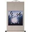 Hand-Painted 36" Oriental Wall Art Scroll - Cranes Among Willows With Beige Border