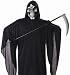 Scary Mens Black Goth Outfit Grim Reaper Costume Black Hooded Robe Skull Mask
