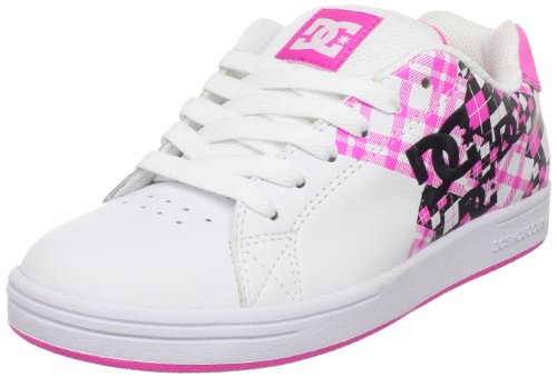 DC Kids Pixie Argyle Skate Shoe (Little Kid/Big Kid),White/Fluorescent/Pink,3 M US Little Kid