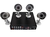 Aposonic A-BR13B4-A320 Surveillance Kit 4-Channel H.264 Pentaplex Camera with iPhone/Mobile Phone Live View (Black)
