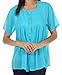 Sakkas Button Down Embroidered Short Sleeve Semi-Sheer Gauzy Cotton Top/Blouse