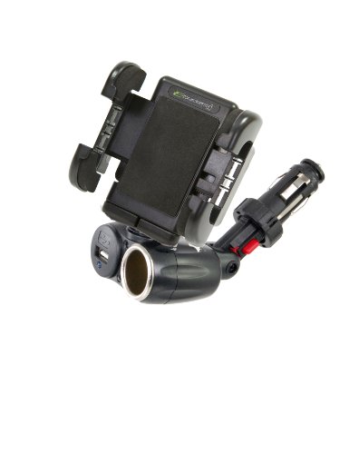 Bracketron IPM-197-BL PowerDock Dual Auxiliary USB Power Mount with Grip-iT for GPS