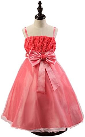 Janeyer Watermelonred Princess Girls Dresses Sleeveless Kids Wedding Dress