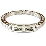 Stainless Steel Bracelet Mens Bangle Wood Design Polished Finish by Bucasi