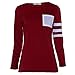 WILLTOO 2015 Womens Long Sleeve Round Neck Splice Shirt Blouse Tops (US Size:4, Red)