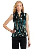 Jones New York Women's Laser Stripe Sleeveless Blouse, Laurel Multi, 14