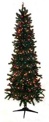 7.5' Pre-Lit Pencil Sierra Fir Artificial Christmas Tree - Multi Lights
