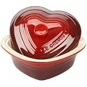 Le Creuset 2-1/2 QT Quart Heart Shaped Stoneware Baker Casserole with Lid, Color: Cerise Red