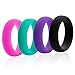 Swagmat Silicone Wedding Rings, 4 Pack Wedding Bands for Women (Pink, Turquoise, Black, Purple, Size 7.5)