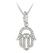 Sterling Silver Diamond Accent Hamsa, Hand of God, Pendant, 18"