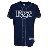 MLB Men's Tampa Bay Rays B.J. Upton Navy Alternate Short Sleeve 6 Button Synthetic Replica Baseball Jersey  (Navy, Medium)