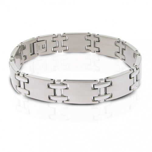 Bling Jewelry Mens Stainless Steel Tile Bracelet 8.5\