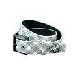 Silver Star WHITE PLAID Mens Leather All-Over-Print Belt