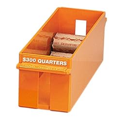 PM Company 05036 Large Capacity Plastic Interlocking Coin Tray, Holds $300 In Quarters, Orange