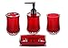JustNile 4 Piece Elegant, Luxurious, Translucent Red Bathroom Accessory Set; includes Tumbler, Toothbrush Holder, Lotion Dispenser and Soap Dish, Made with Durable Acrylic
