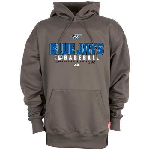 Toronto Blue Jays AC Therma Base Practice Performance Hooded Fleece by Majestic Athletic - Granite Extra Large