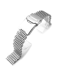 18mm Ploprof 316 Reform Stainless Steel "SHARK" Mesh Watch Band Diver Strap, Sandblasted, 170mm