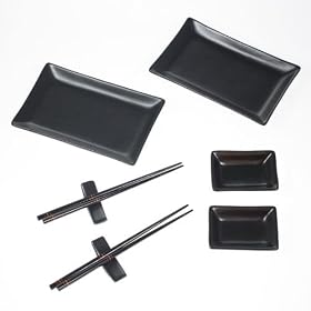 Buy 8pc Asian Trends Sushi Serving Kit - Matte Black, Ceramic