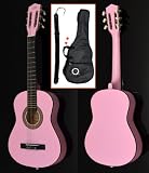 Produkt-Bild: Kindergitarre Akustik Gitarre in der 1/4 Gr&ouml;&szlig;e f&uuml;r ca. 4 - 7 Jahre in Rosa mit Zubeh&ouml;rset: Gitarrentasche, Gurt und Ersatzsaiten