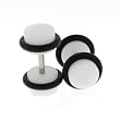 Fake Acrylic Plugs - White 16g Wire; 6mm - Sold as a Pair