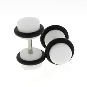 Fake Acrylic Plugs - White 16g Wire; 6mm - Sold as a Pair