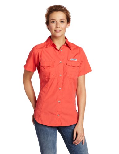 Columbia Sportswear Women's Bonehead Short Sleeve Shirt, Small, Red Coral
