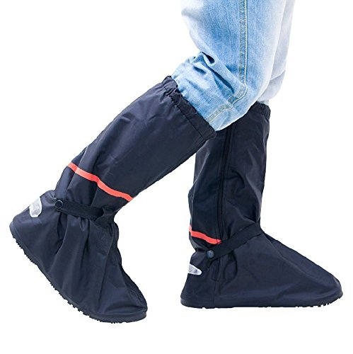 Whose Lemon Thicken PVC Reusable Zippered Women Men High Boots Waterproof Shoes Cover Rain/Snow Proof Shoes Covers Slip-resistant Wear-resistant Foldable Shoes Cover For Mortocycle Garden Hiking Camping Climbing Outdoor Activities XXL