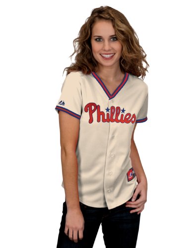 MLB Womens Philadelphia Phillies Cliff Lee Ivory Alternate Short Sleeve 5 Button Synthetic Replica Baseball Jersey By Majestic (Ivory, Medium) at Amazon.com