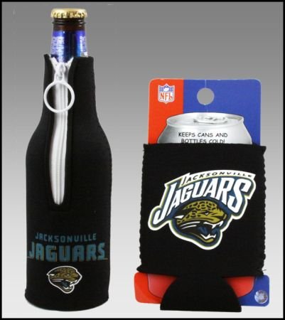 SET OF 2 JACKSONVILLE JAGUAR CAN & BOTTLE KOOZIE COOLER