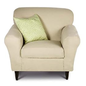 Armchair Slipcover Regular Style- Canvas Soft Weave- Linen Leaves