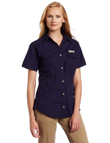 Columbia Womens Bonehead Short Sleeve Fishing Shirt (Eclipse Blue, Large)