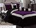 Grand Linen Modern Black, White, Purple Hampton Window Curtain/Drape Set with Sheer Backing and Atttached Valances. Extra Wide 120-by-84-Inch