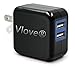 Charger,Dual USB Travel Wall Power Adapter Vlove 2.4 Amp USB Foldable Plug Made for Iphone 6 6plus 5 5s 5c 4s, Ipads, Ipods, Samsung Galaxy S6 S5 S4 S3 Note 2 3 and Most Android Phones (Black)