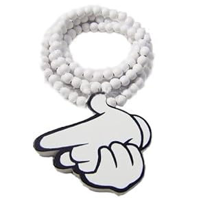 Good Quality Hip-hop 1pcs Pistol Gesture Pendant Wood Rosary Bead 36' Necklaces