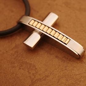 Designer Inspired Stainless Steel Gold Cross Necklace for Uni-sex with Presentation Box J1123