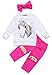 StylesILove Infant Baby Girl Unicorn Cotton Long Sleeve T-Shirt, Pants with Self-tied Headband (90/18-24 Months)