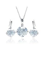 Nickel Free Sterling Silver Pendant & Earring Sets Large Round CZ Set