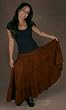 Tiered Rayon Skirt, Full Length - Brown