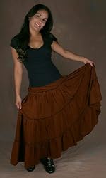 Tiered Rayon Skirt, Full Length - Brown