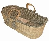 Green and Cream Check Moses Basket