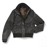 Leather Bomber Jacket - Women; COLOR: BROWN; SIZE: L