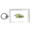 Keychain with reptile, lacerta, viridis, emerald